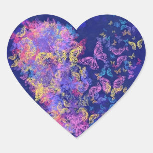 Autocollant Cœur Papillon - Amour
