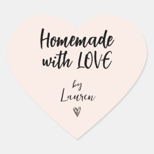 Autocollant cœur rose et noir fait maison avec amo