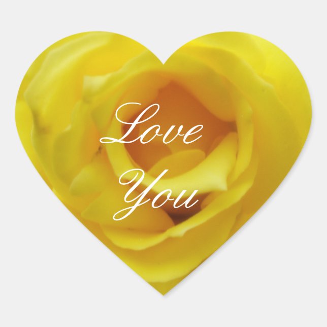 Autocollant Cœur Rose Jaune Je T'Aime (Devant)