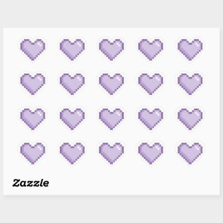 Autocollant Cœur Violet Pixel Mignon | Rétro Kawai