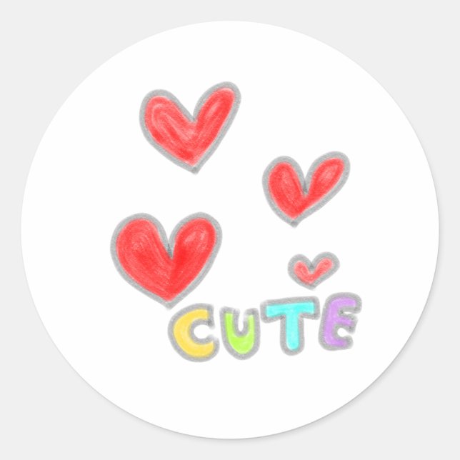 Autocollant coeurs rouges mignons d'amour (Devant)