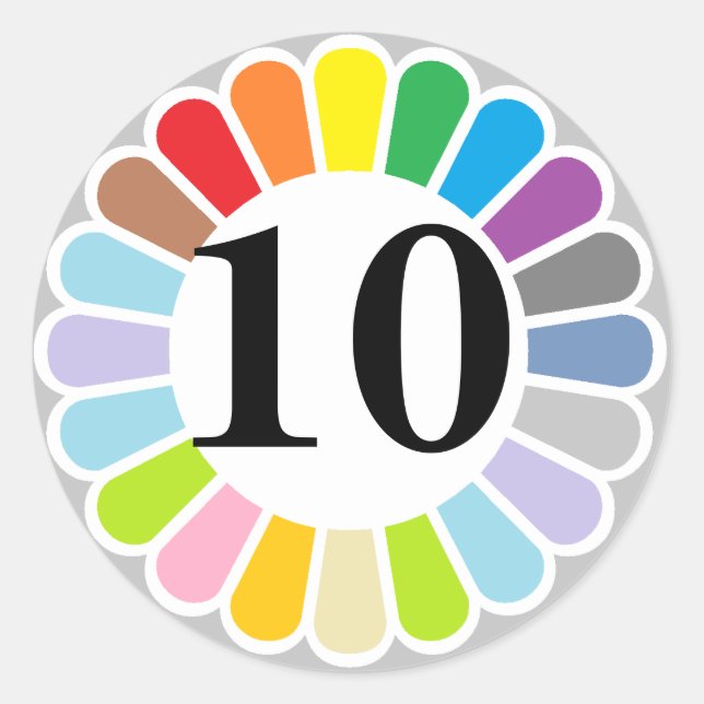 autocollant coloré numéro 10 (Devant)