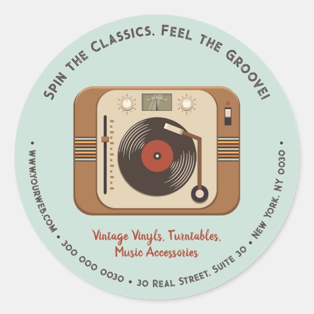 Autocollant commercial Retro Vinyl Tourne-disque p (Devant)