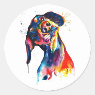 Autocollant couleur aquarelle Dachshund