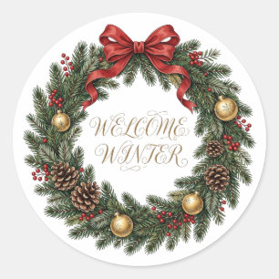 Autocollant Couronne de Bienvenue Hivernale