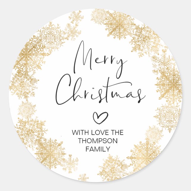 Autocollant Couronne Flocon de Neige Or Cadeau de  (Devant)