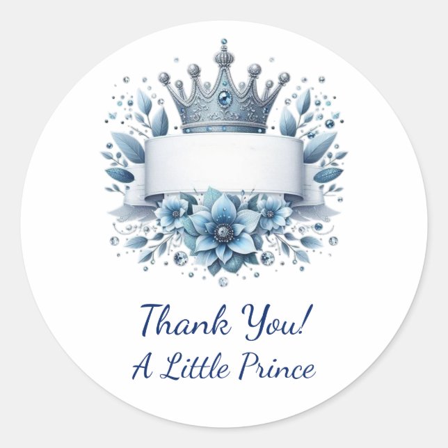 Autocollant Couronne Prince Argent Bleu Royal (Devant)