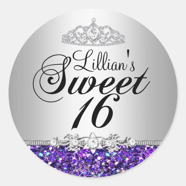 Autocollant Couronne Purple Glitter & Diamond Swee (Devant)
