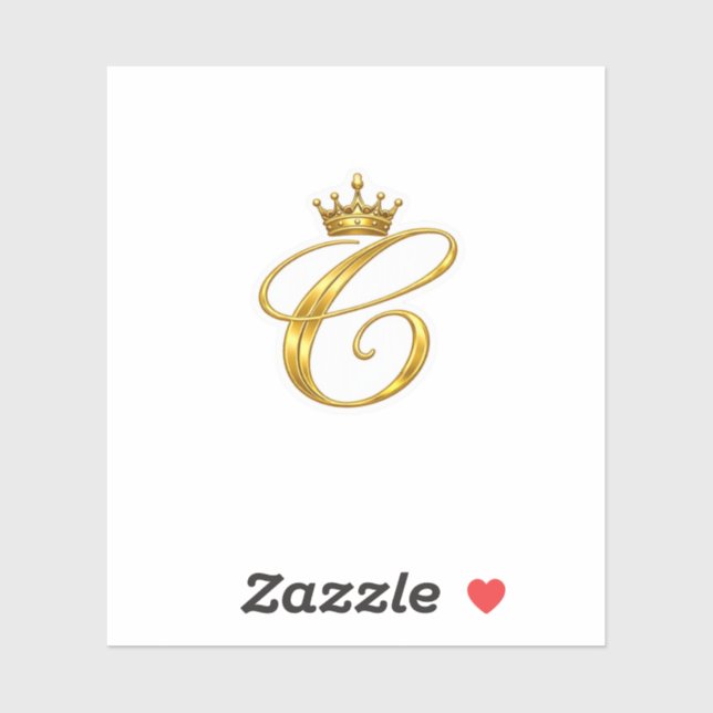 Autocollant Couronne Royale Lettre C Monogramme Or (Feuille)