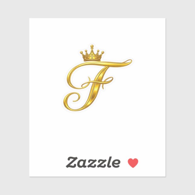 Autocollant Couronne Royale Lettre F Monogramme Or (Feuille)