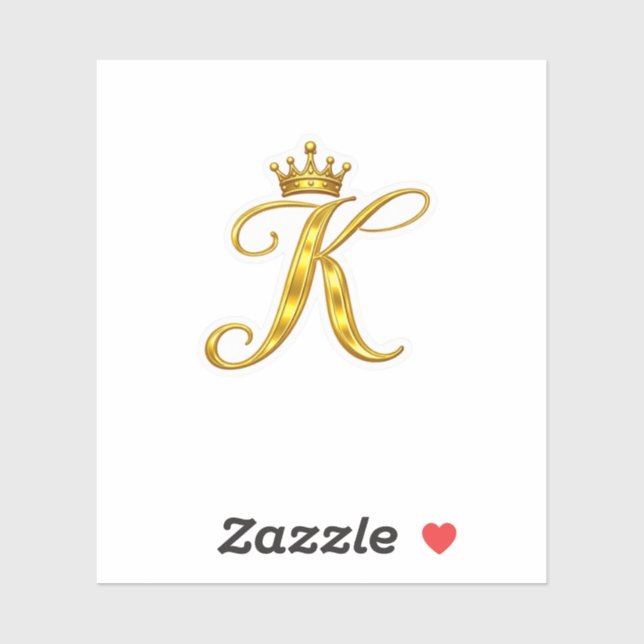 Autocollant Couronne Royale Lettre K Monogramme Or (Feuille)