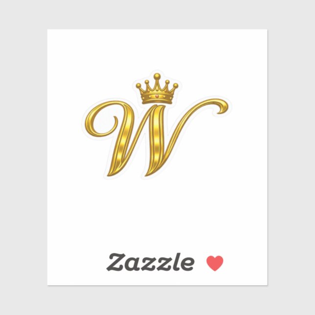 Autocollant Couronne Royale Lettre W Monogramme Or (Feuille)