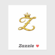 Autocollant Couronne Royale Lettre Z Monogramme Or
