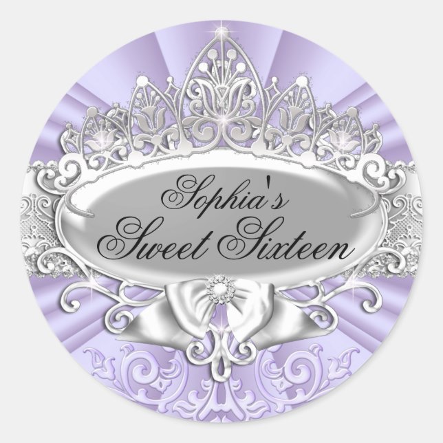 Autocollant Couronne Violette & Damassé pour Seize (Devant)