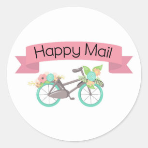 Autocollant Courrier Heureux - bicyclette florale 