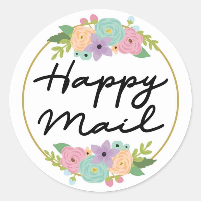 Autocollant Courrier Joyeux - motif floral !! (Devant)