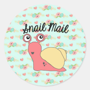 Autocollant Courrier Tortue - motif floral