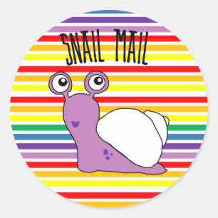 Autocollant Courrier Tortue - rayure arc-en-ciel!!