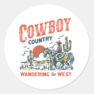 Autocollant Cowboy Retro Vintage Western Wild West