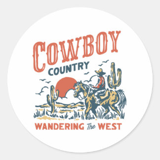 Autocollant Cowboy Retro Vintage Western Wild West