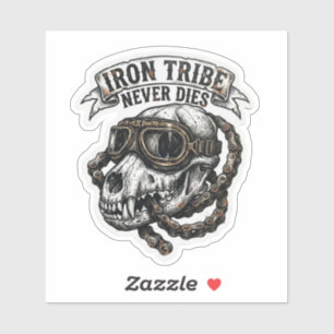 Autocollant Crâne de Loup Iron Tribe Never Dies