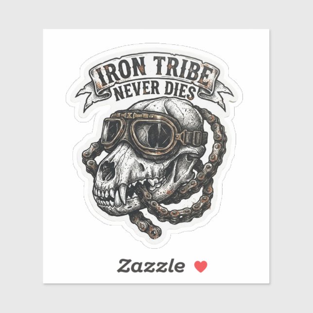 Autocollant Crâne de Loup Iron Tribe Never Dies (Feuille)