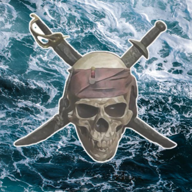 Autocollant crâne de pirate Jolly ROGER (Pirate Decal. Brand new pirate vinyl sticker can be placed on car windows, laptops, boats, car)