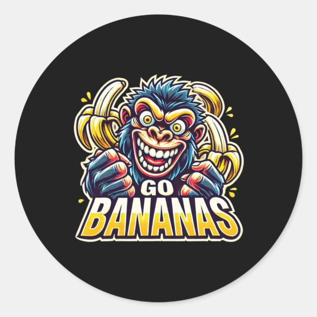 Autocollant Crazy Monkey Go Bananas  (Devant)