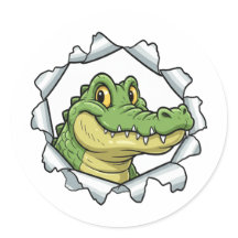 Autocollant crocodile mignon papier déchiré