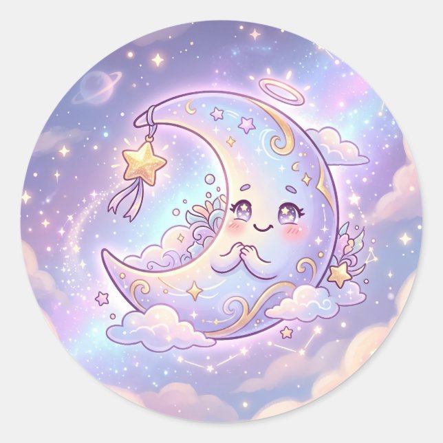 Autocollant Croissant de Lune Pastel (Devant)