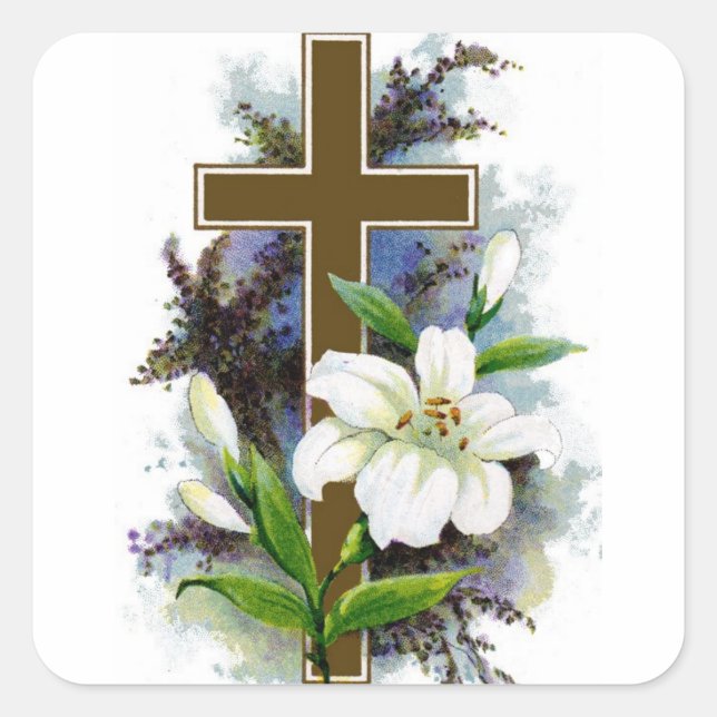 Autocollant Croix aux Fleurs Blanches (Devant)