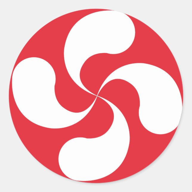 Autocollant Croix Basque Blanche Rouge "Lauburu" (Devant)