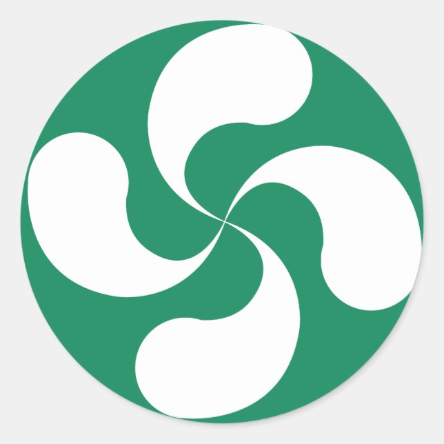 Autocollant Croix Basque Blanche Verte "Lauburu" (Devant)