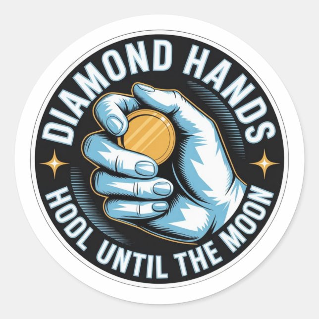Autocollant Crypto Mains de Diamant - HODL Jusqu'à (Devant)