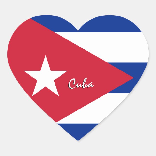 Autocollant Cuba coeur, Drapeau cubain patriotique (Devant)