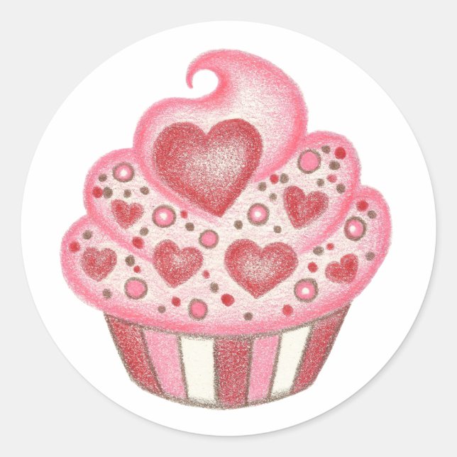 Autocollant Cupcake Cœur Saint-Valentin (Devant)