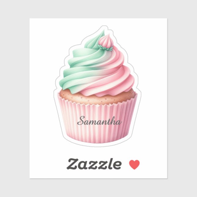 Autocollant Cupcake, Nom au choix, Bébé, Enfants,  (Feuille)
