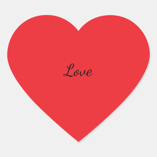 Autocollant Cursive Amour de Cœur Rouge (Devant)