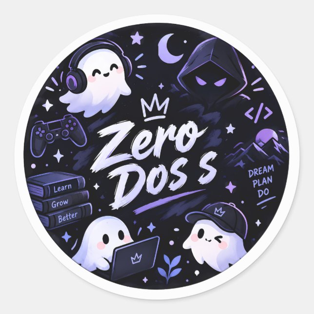 Autocollant Cute Gamer Ghost Zero Doss - Cod esthé (Devant)
