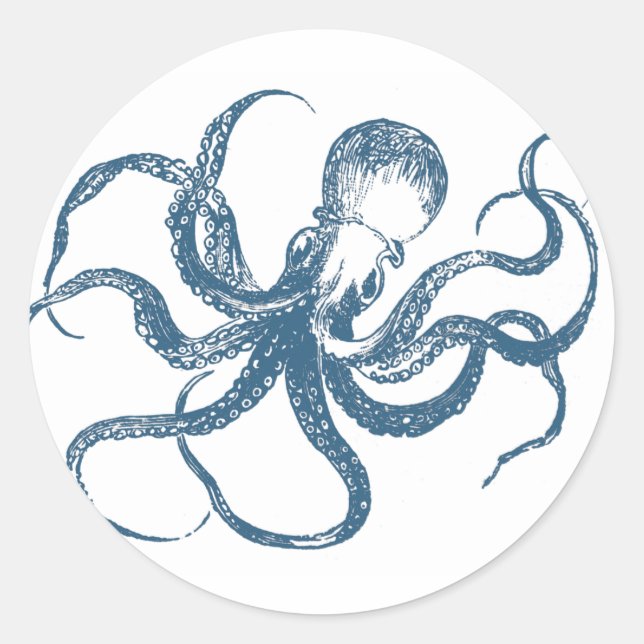 Autocollant cyanotype octopus (Devant)