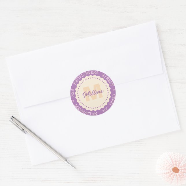 Autocollant d'adresse à monogramme avec nom person (Enveloppe)