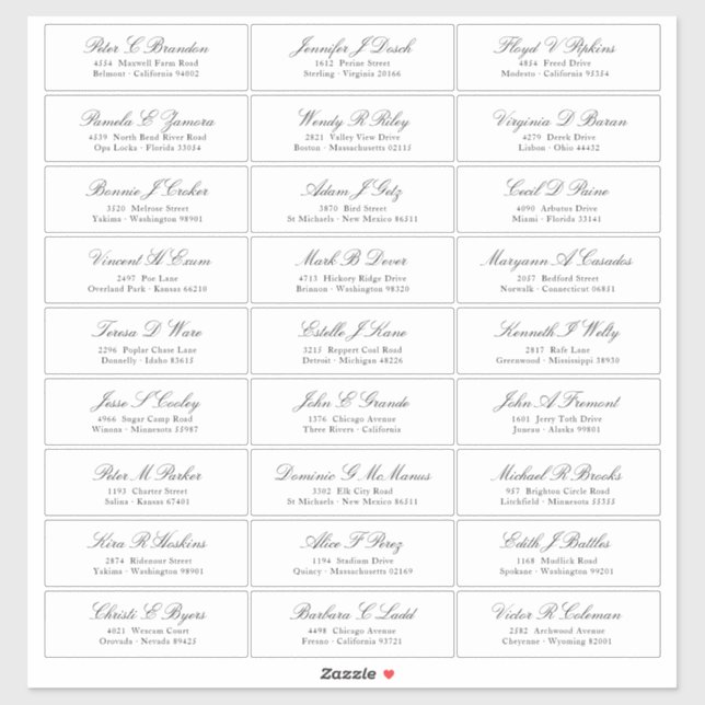 Autocollant d'adresse de noms d'invités Script Élé (Feuille)