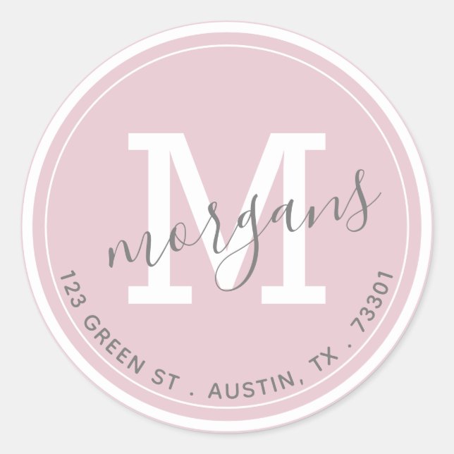 autocollant d'adresse de retour double monogramme  (Devant)