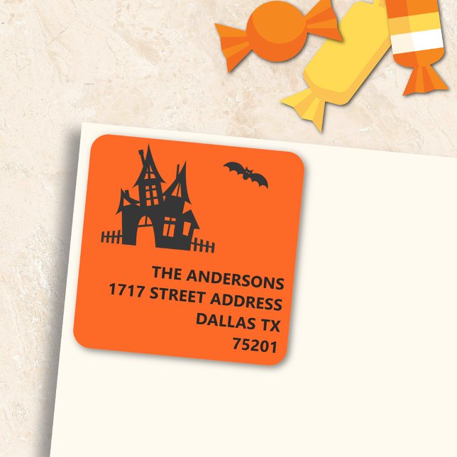 Autocollant d'adresse de retour Halloween Orange e (Créateur téléchargé)