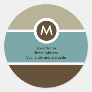 Autocollant d'adresse de retour Monogramme - Beige