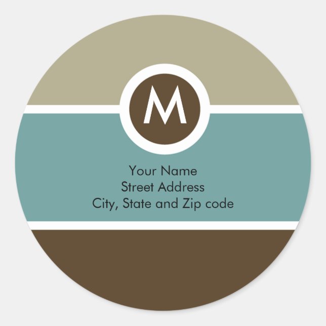 Autocollant d'adresse de retour Monogramme - Beige (Devant)