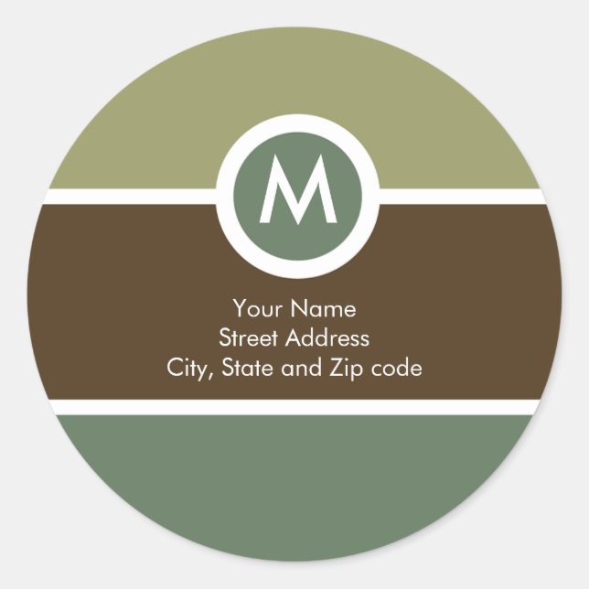 Autocollant d'adresse de retour Monogramme - Brown (Devant)