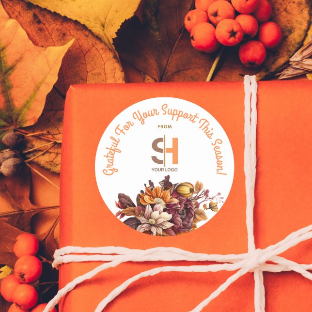 Autocollant d'affaires de Thanksgiving avec logo p (Créateur téléchargé)