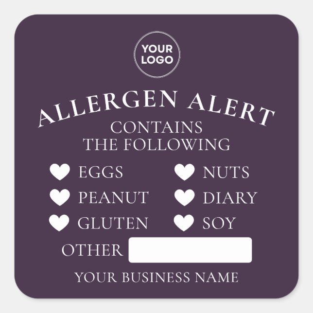 Autocollant d'alerte d'allergie alimentaire de bou (Devant)