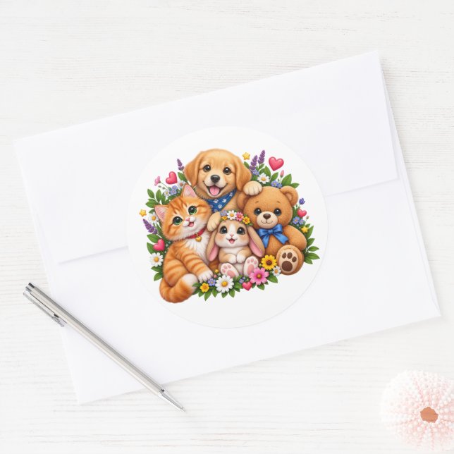 Autocollant d'amis d'animaux mignons (Enveloppe)